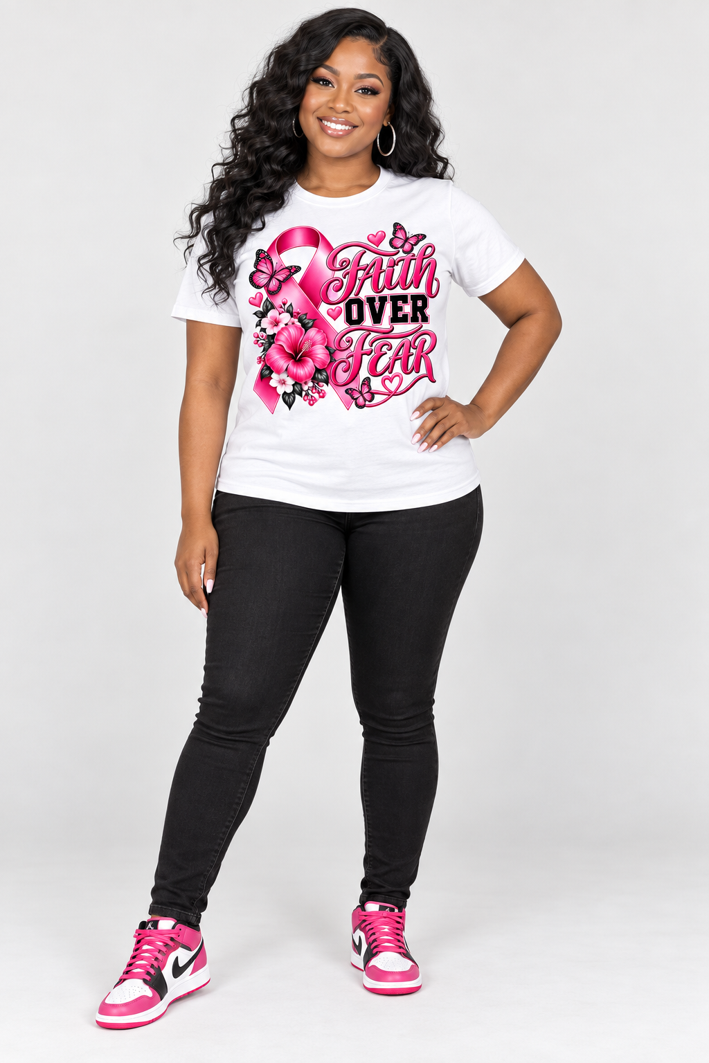 Faith Over Fear Breast Cancer Awareness DTF PRINT