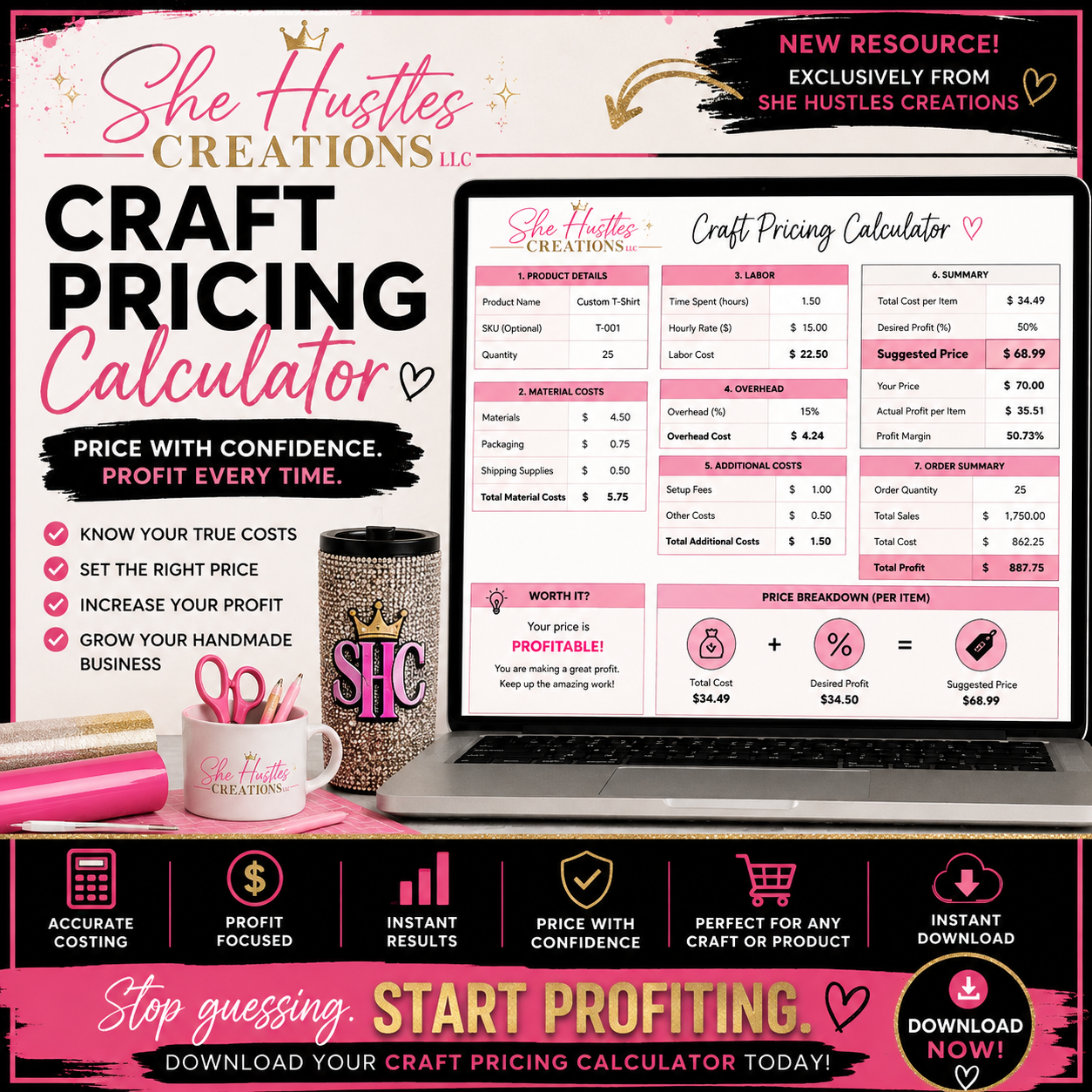 “Price Your Product” spreadsheet