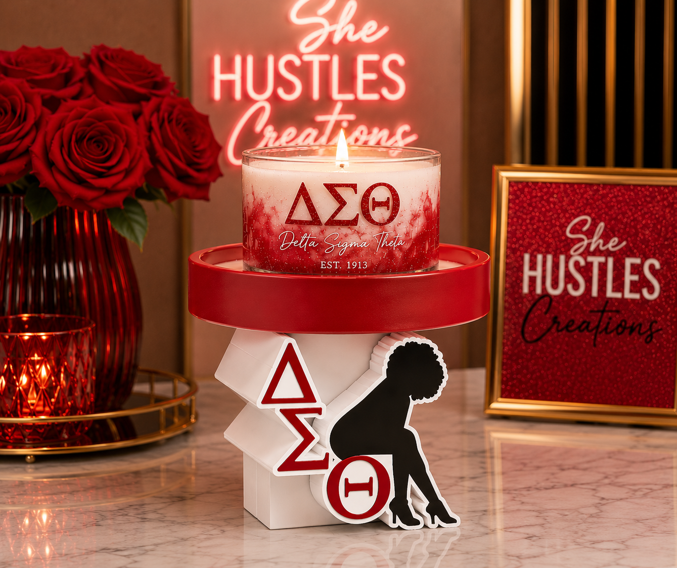 Delta Sigma Theta Inspired Candle Holder – Digital STL File