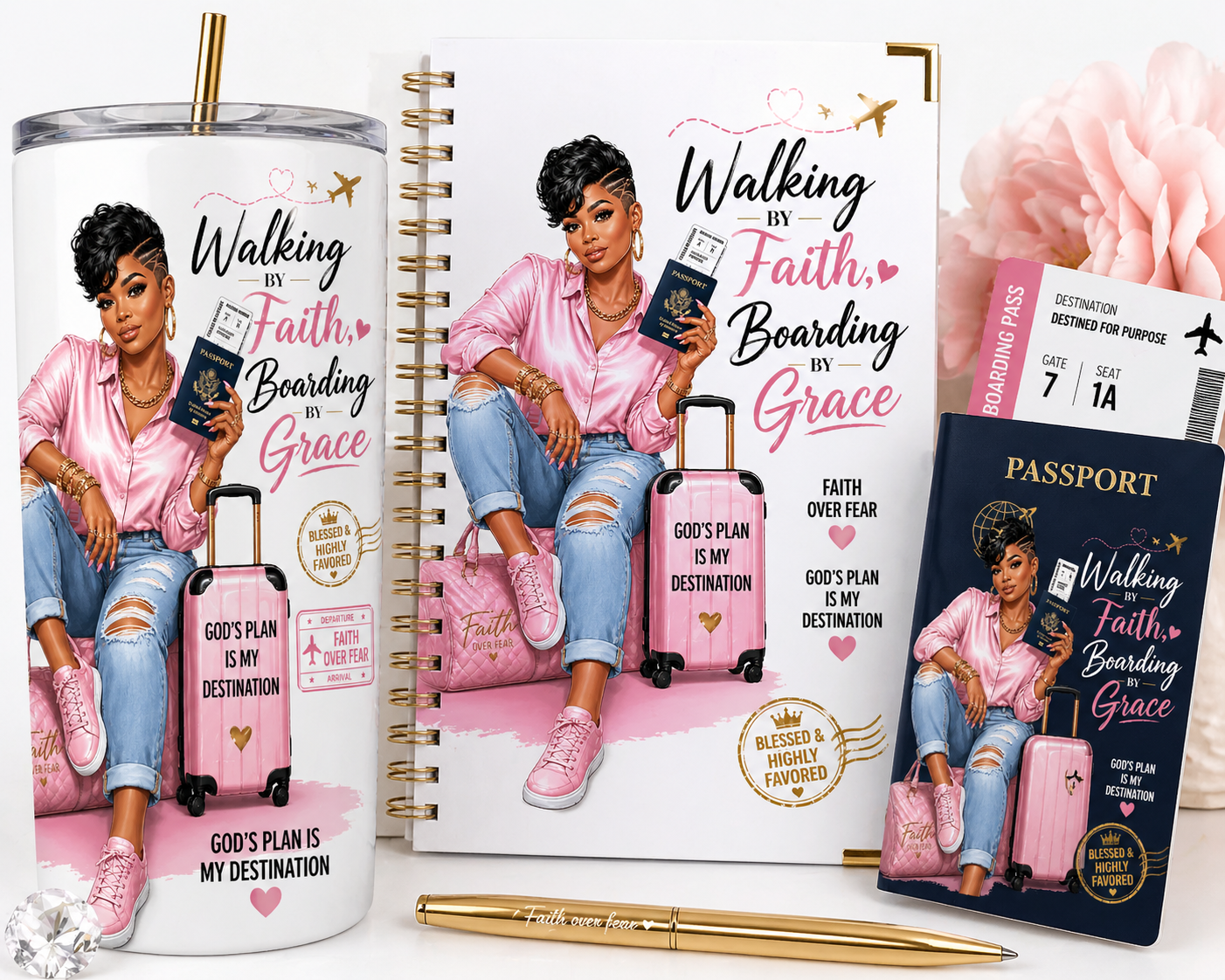 Walking By Faith Boarding By Grace - UV DTF Decals