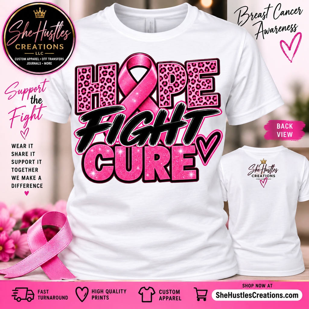 Hope • Fight • Cure Breast Cancer Awareness DTF PRINT