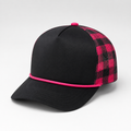 Black & Hot Pink Plaid Trucker Hat