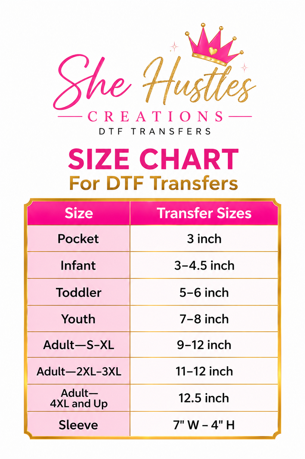 Custom Single DTF Transfer Sheet