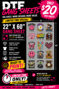 $20 gangsheet 22x60