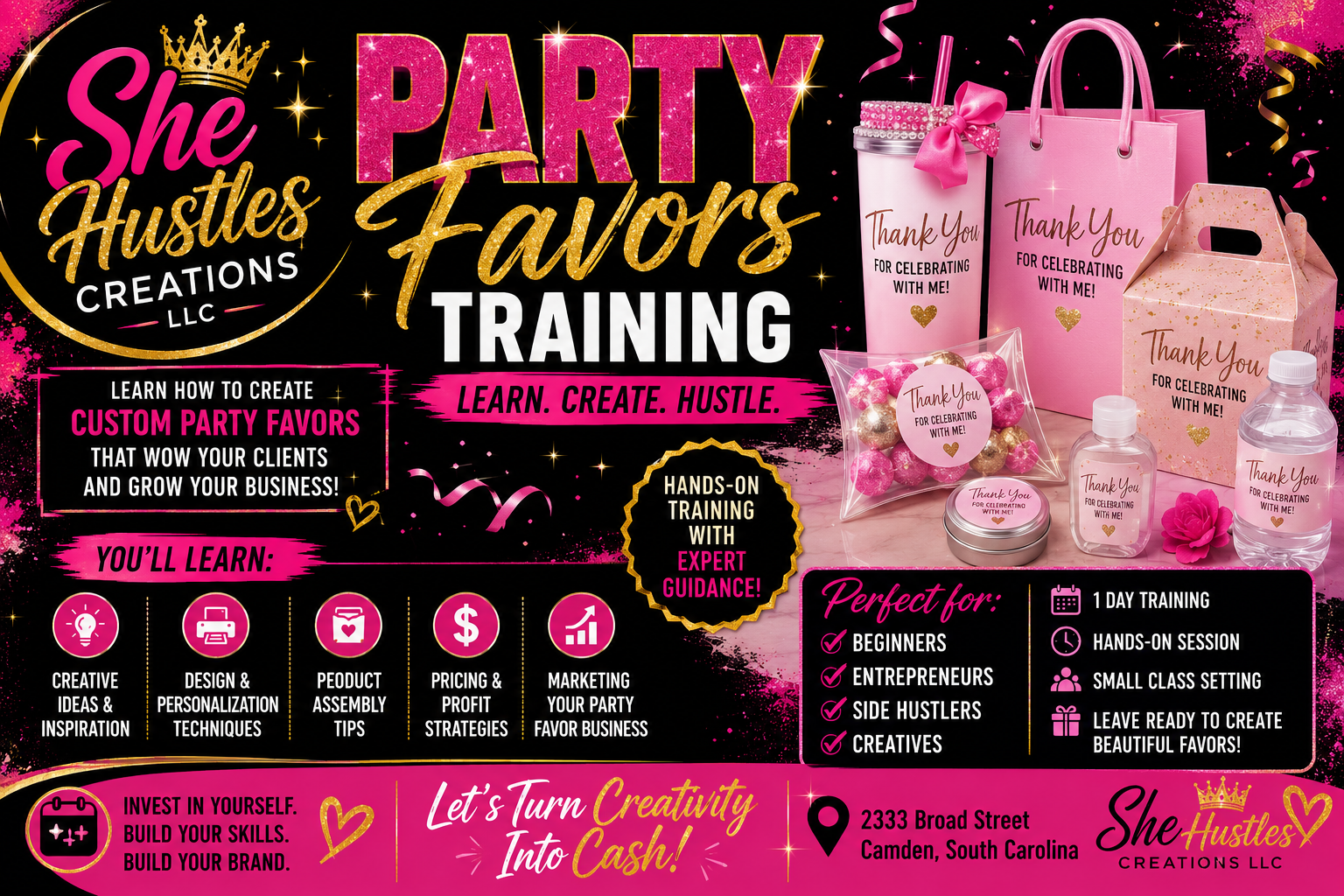 She Hustles Creations — One-on-One Party Favors Training