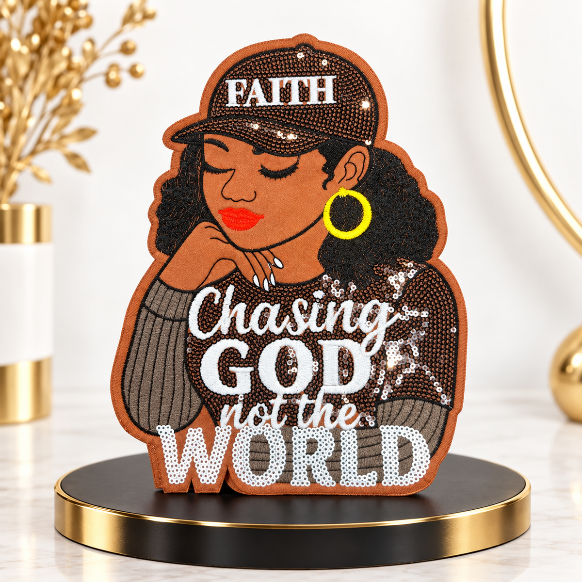 Chasing God, Not the World Sequin Patch