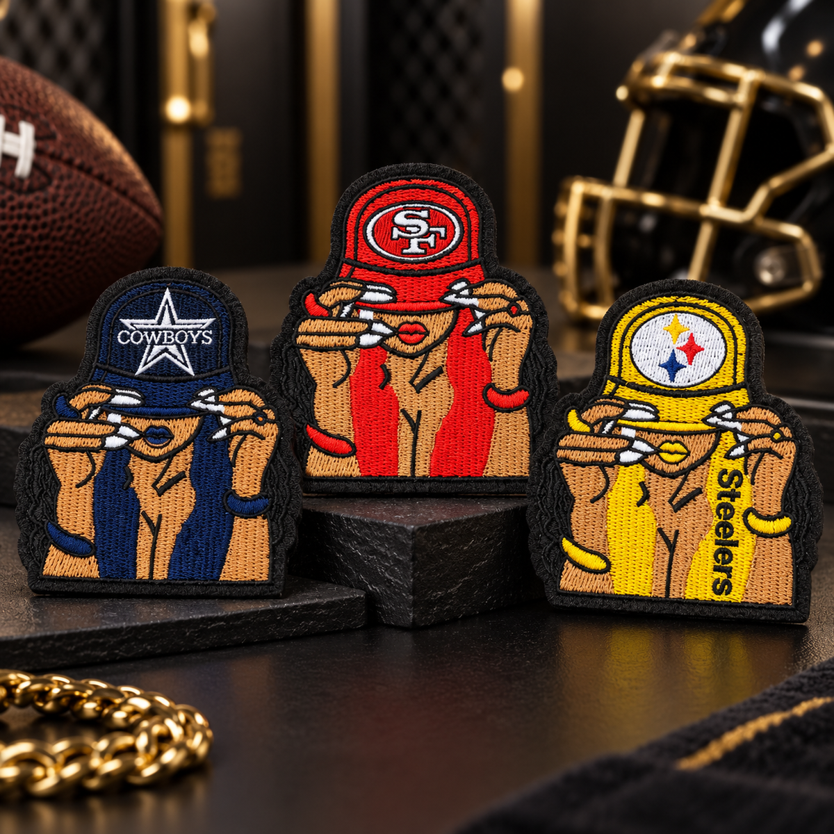 Football Fan Nail Glam Embroidered Patch
