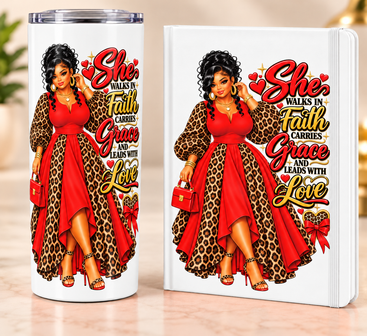 She Walks in Faith Grace Love UVDTF Sticker