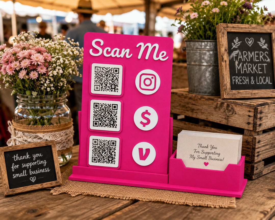 3D Printed Scan to Pay Stand with Business Card Holder