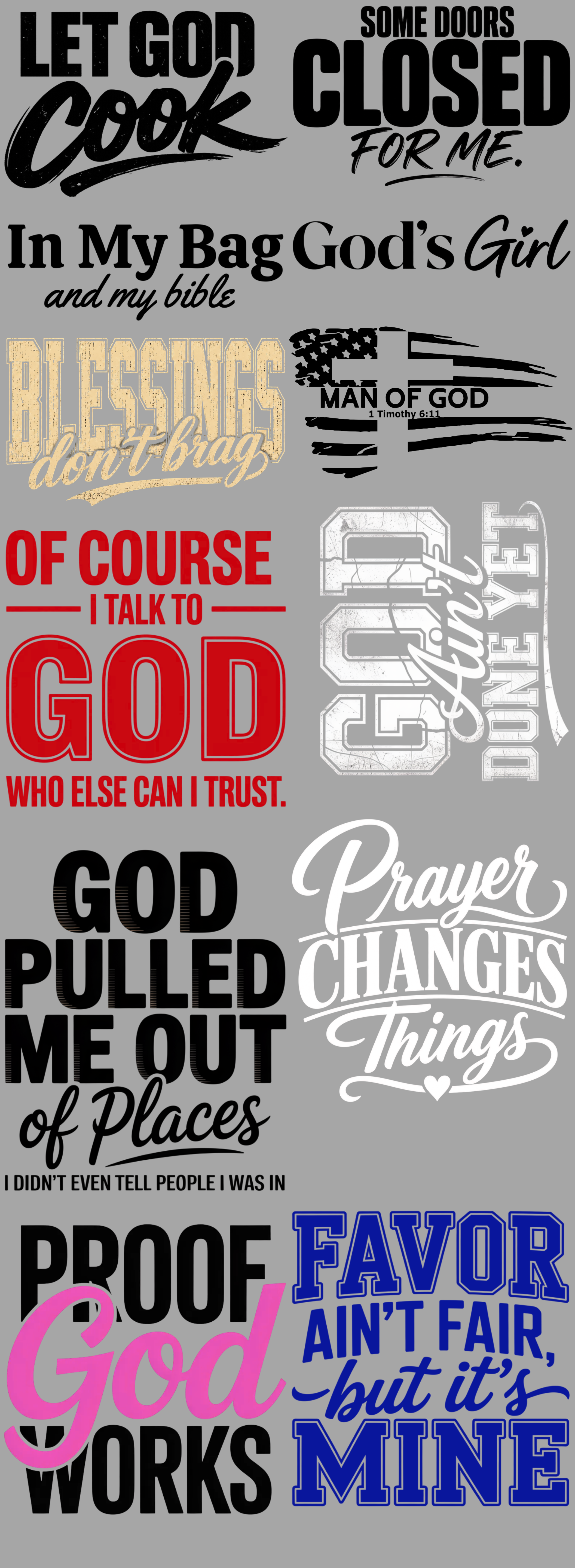 Faith-Inspired Premade DTF Gang Sheet