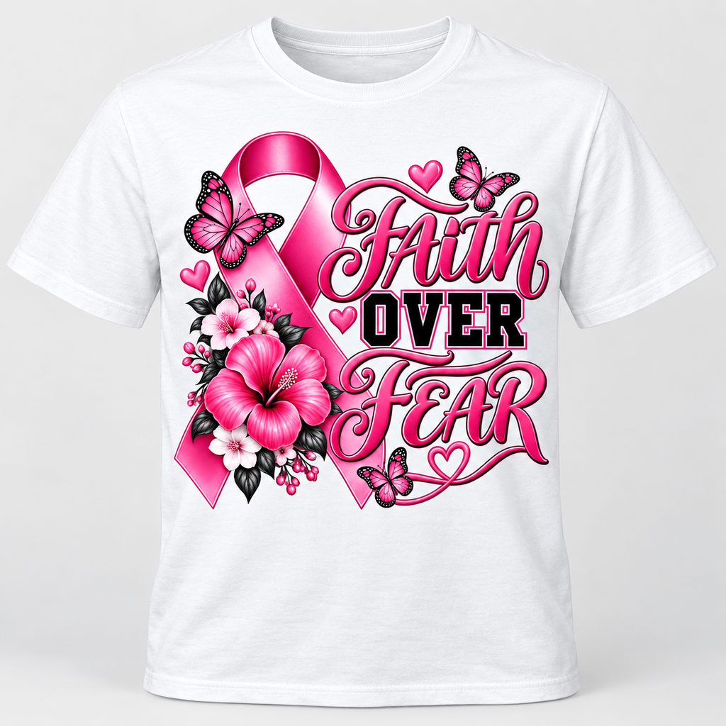 Faith Over Fear Breast Cancer Awareness DTF PRINT