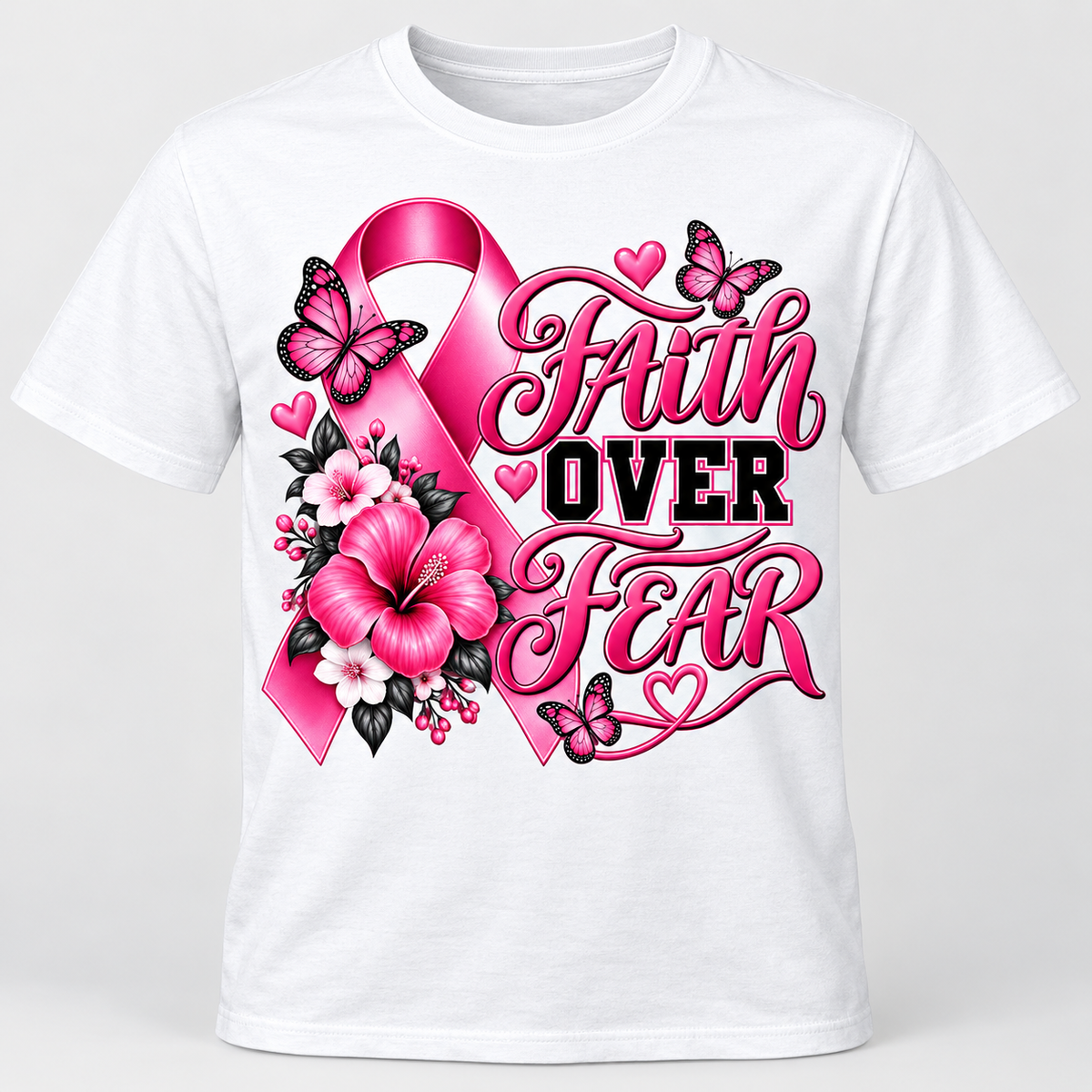 Faith Over Fear Breast Cancer Awareness DTF PRINT