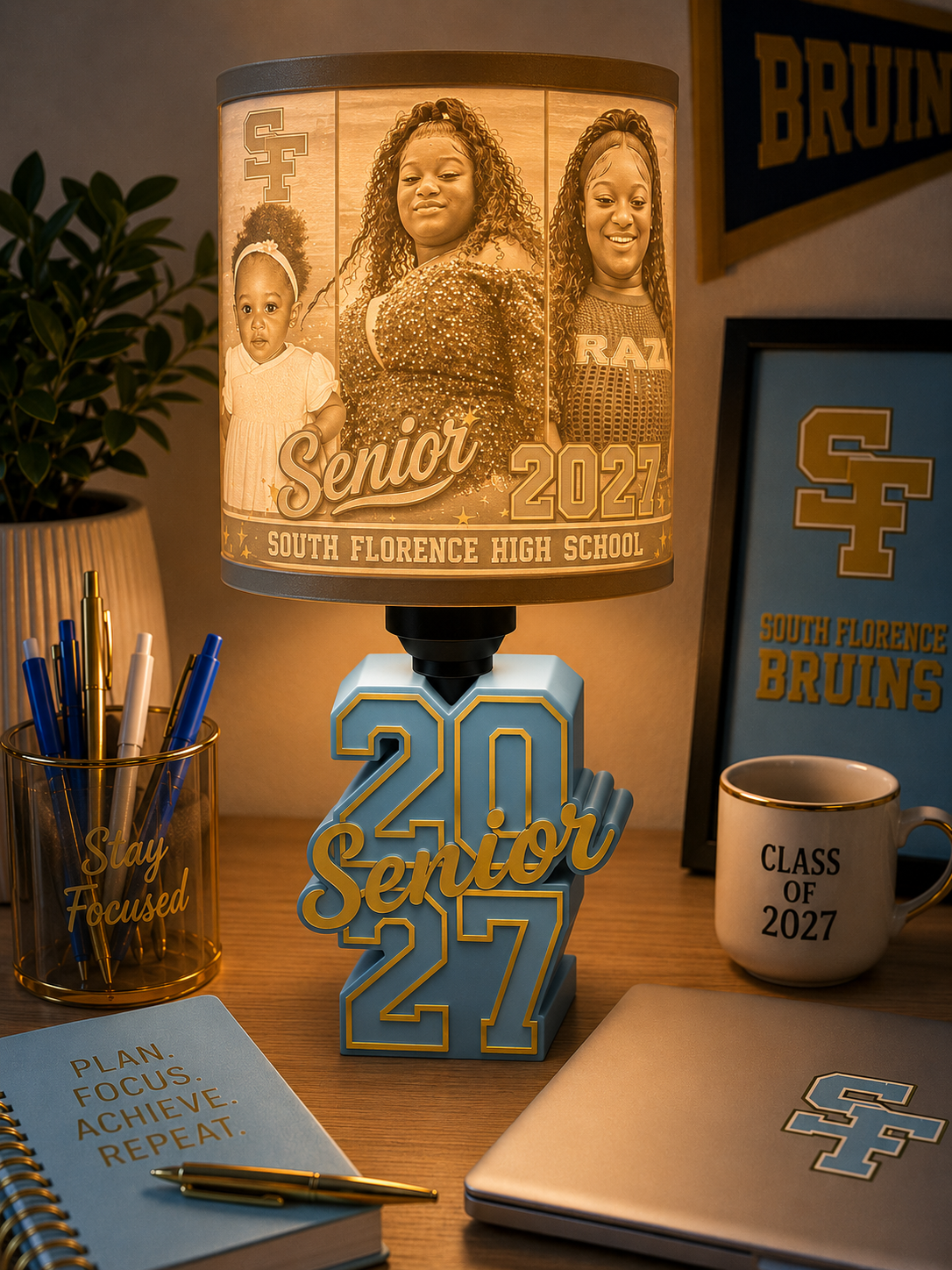 CUSTOM 3D PRINTED SENIOR 2027 LITHOPHANE LAMPS