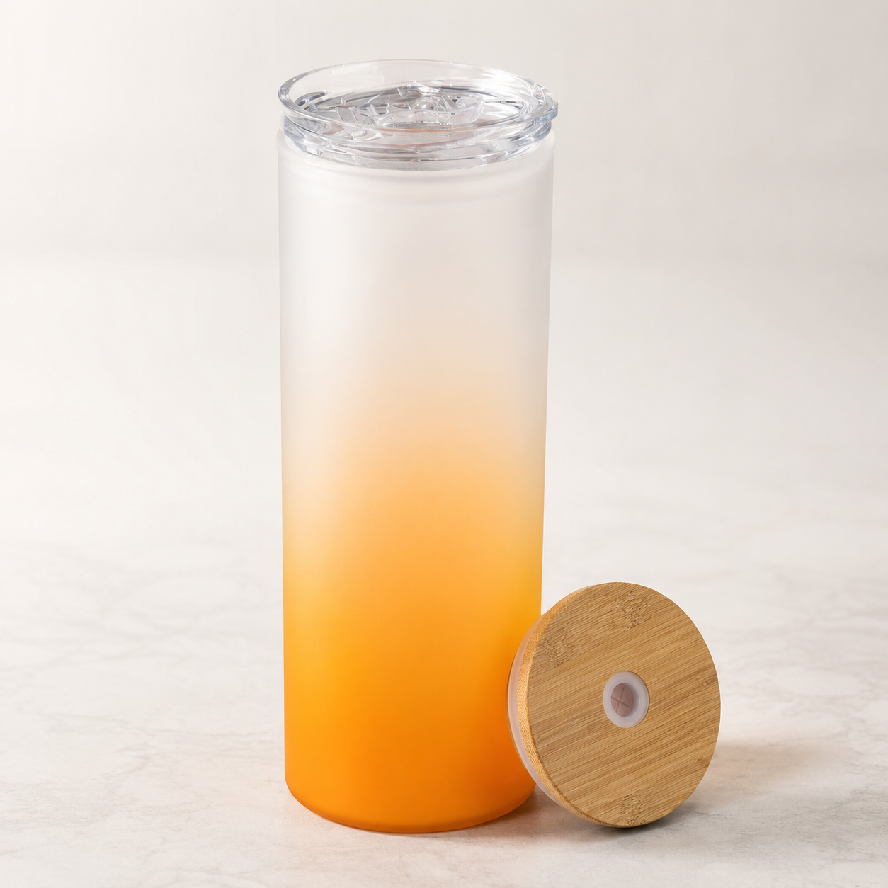 20oz Sublimation Gradient Glass Duo Skinny Tumbler - Yellow